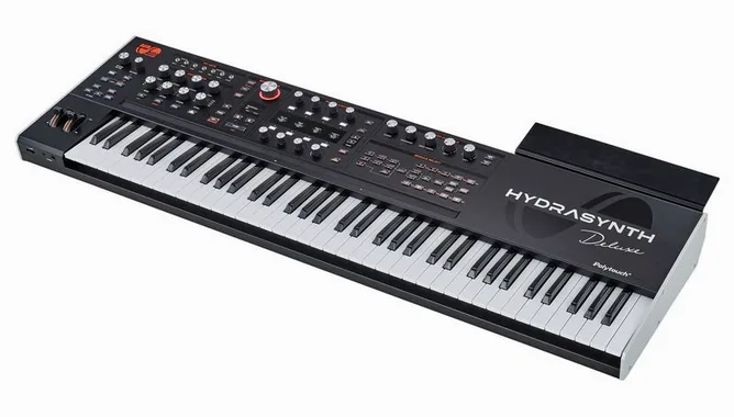 ASM Hydrasynth Deluxe framifrån mot vit bakgrund