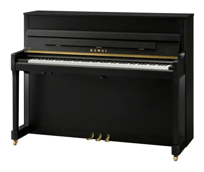 Kawai E-200 ATX3-L SB Piano framifrån mot vit bakgrund