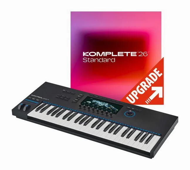 Native Instruments Kontrol S49 MK3 Komplete 26 framifrån mot vit bakgrund