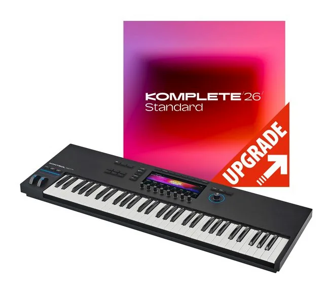 Native Instruments Kontrol S61 MK3 Komplete 26 framifrån mot vit bakgrund