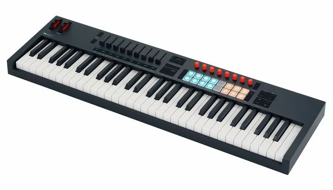 Novation FLkey 2 61 framifrån mot vit bakgrund