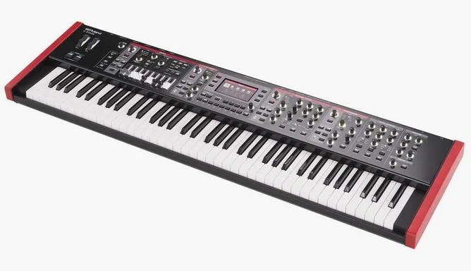 Roland V-Stage 76 framifrån mot vit bakgrund