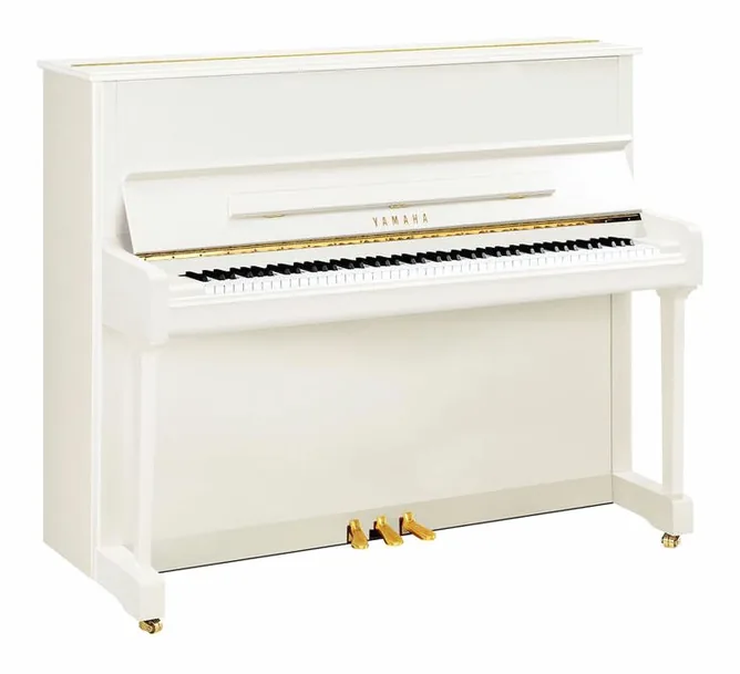 Yamaha P 121 M PWH Piano framifrån mot vit bakgrund