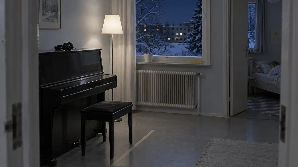 Tyst akustiskt piano eller digitalpiano